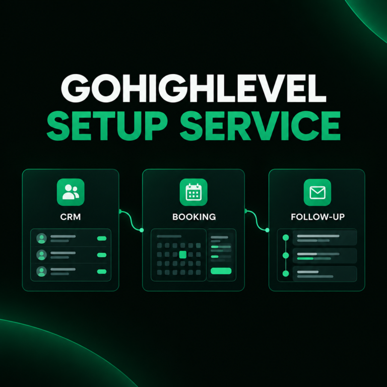 GoHighLevel setup service for CRM, booking calendars and follow-up automation
